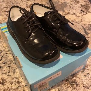 Little Boys Tuxedo Shoes Black Patent Leather Size 13 1/2